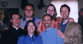 Father Jim Convery, Kenny Wodzanowski, Kathy Zito, Franco Zito, Michelle Cicchini and I - RU Gang at Father Jim's first Mass:  May 26, 2002 .